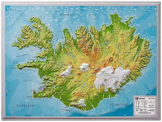 ISLANDE EN RELIEF 42 X 30