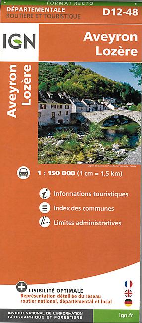 D12 48 AVEYRON LOZERE ECHELLE 1 150 000