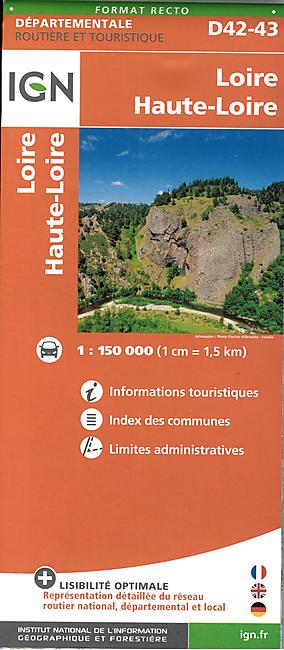 D42 43 LOIRE HAUTE LOIRE ECHELLE 1 150 000