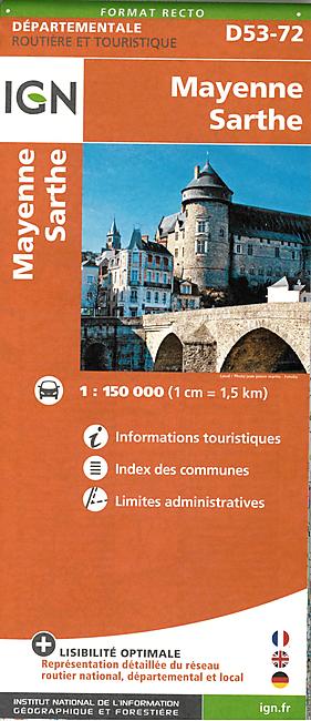 D53 72 MAYENNE SARTHE ECHELLE 1 150 000