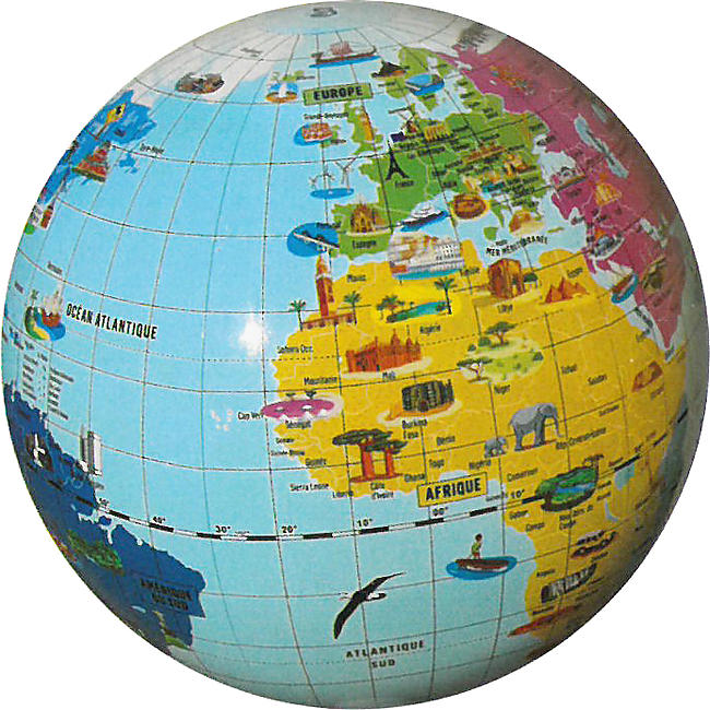 GLOBE GONFLABLE 42 CM MERVEILLES DU MONDE