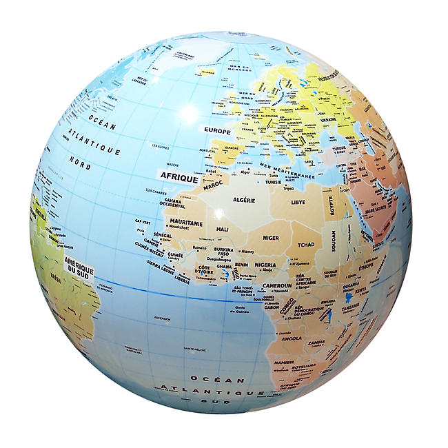 Dacitiery 16 pouces Terre Globe terrestre gonflable géographie carte du  monde ballon d'eau gonflable pour jardin, plage, piscine, science  géographie