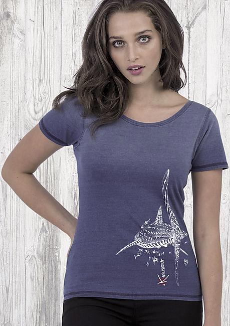 T-SHIRT INDIGO REQUIN BALEINE FEMME