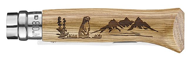 COUTEAU N 8 GRAVURE MARMOTTE CHENE