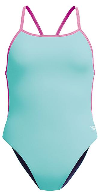 MAILLOT DE BAIN 1 PIECE ECO+ SOLID VBACK BLU/PIN