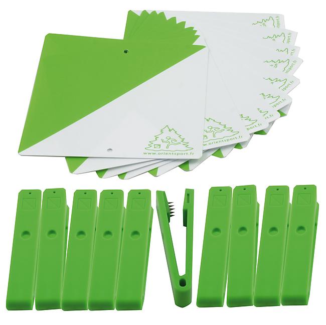 LOT DE 10 BALISES+PINCES COULEURS : VERT