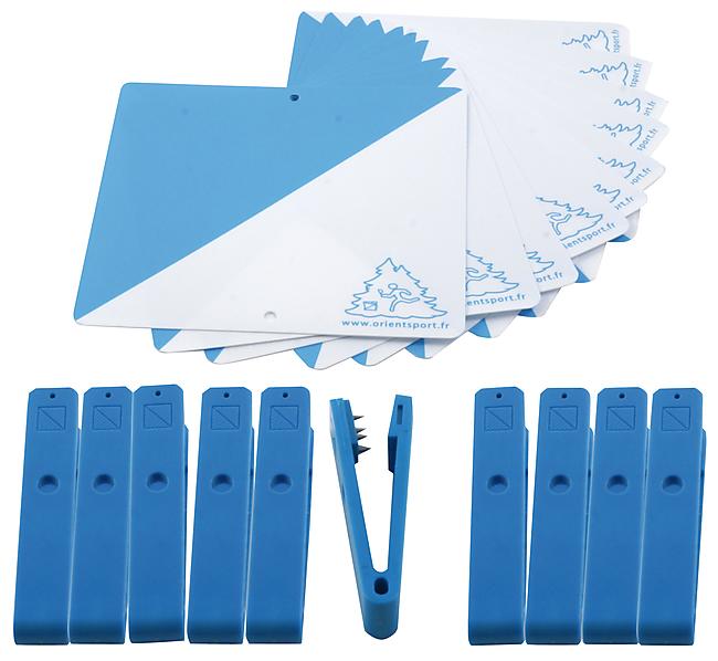 LOT DE 10 BALISES+PINCES COULEURS : BLEU