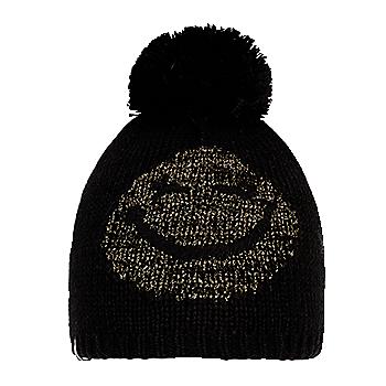 BONNET POMPON SMILEY LUREX PON JR BLACK