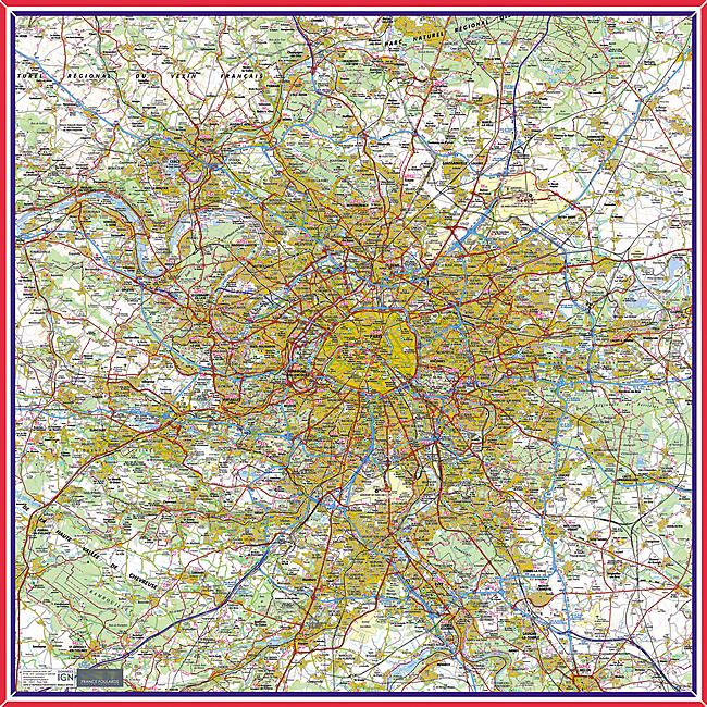 FOULARD PARIS ET ALENTOURS  1/100 000