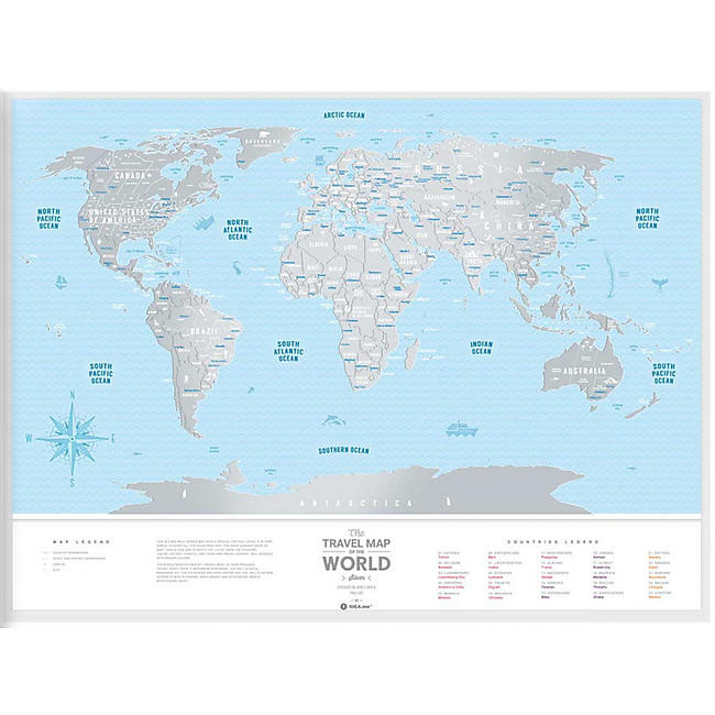 CARTE A GRATTER MONDE SILVER 80CM X 60CM