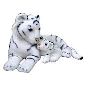 PELUCHE  MUM ET BABY TIGRE BLANC 38 CM