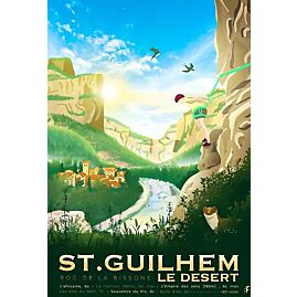 SAINT GUILHEM LE DESERT AFFICHE A4 VINTAGE