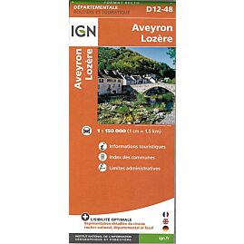 D12 48 AVEYRON LOZERE ECHELLE 1 150 000