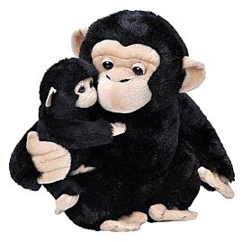 PELUCHE  MUM ET BABY CHIMPANZE  38 CM