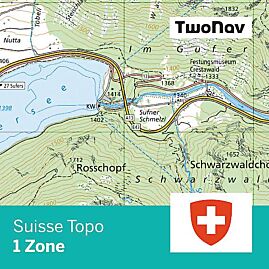 CARTOGRAPHIE TWONAV SUISSE TOPO 1 ZONE 1/25000 eme