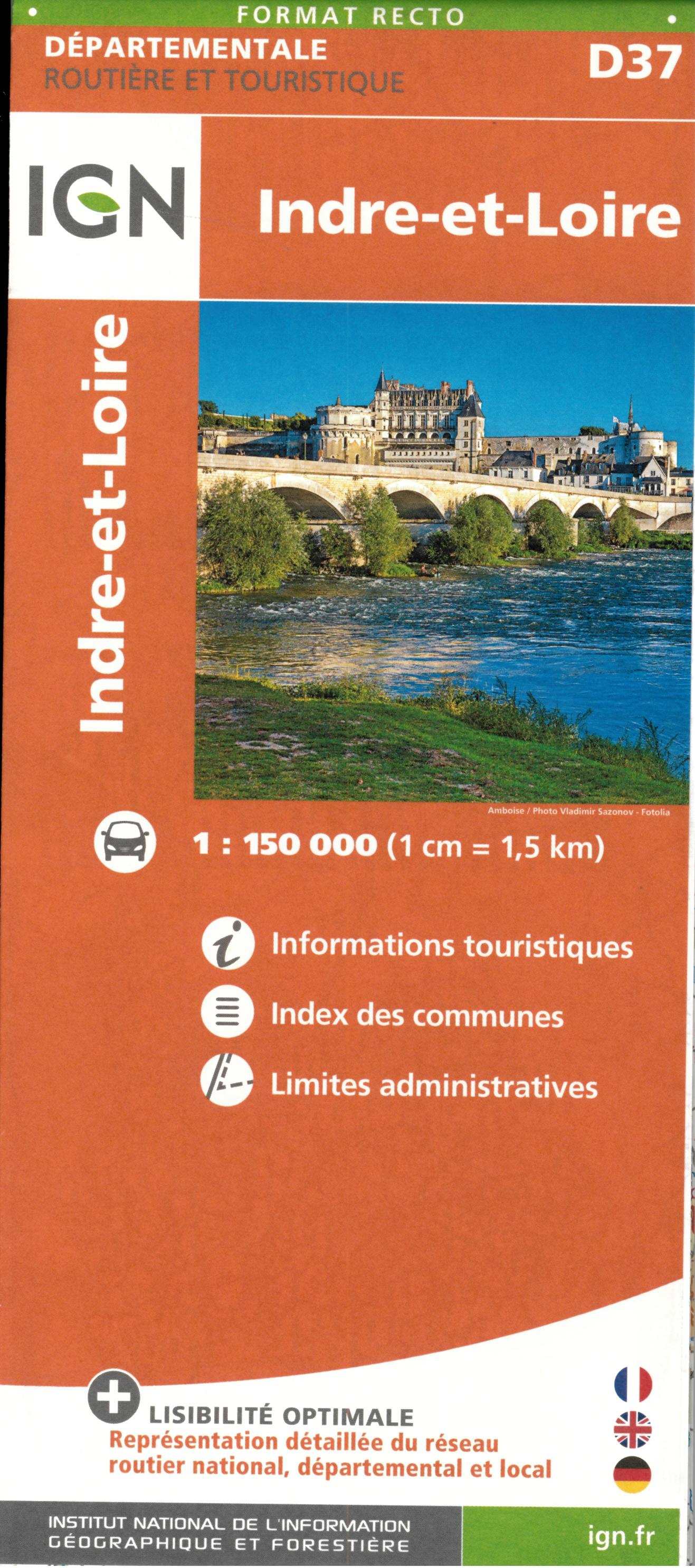 D37 INDRE ET LOIRE  ECHELLE 1 150 000