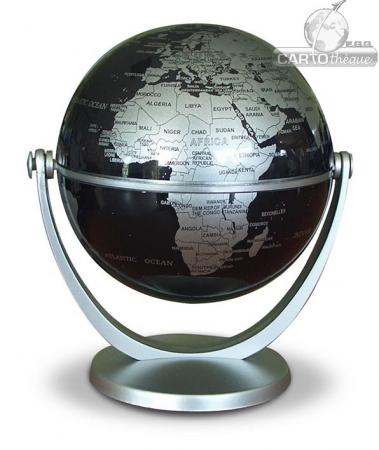 GLOBE TOURNANT ARGENT POLITIQUE 10CM